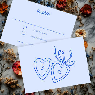 Whimsical Heart Locket Doodle Sketch CUSTOM RSVP Kaartje