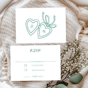 Whimsical Heart Locket Doodle Sketch CUSTOM RSVP Kaartje