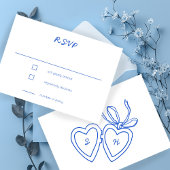 Whimsical Heart Locket Doodle Sketch CUSTOM RSVP Kaartje