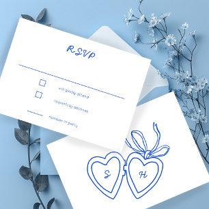 Whimsical Heart Locket Doodle Sketch CUSTOM RSVP Kaartje