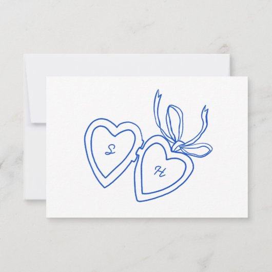 Whimsical Heart Locket Doodle Sketch CUSTOM RSVP Kaartje (Achterkant)