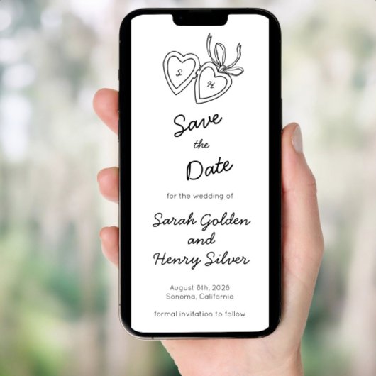 Whimsical Heart Locket Doodle Sketch Digitale STD Kaart