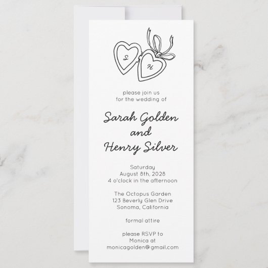 Whimsical Heart Locket Doodle Sketch Digitale webs Kaart (Voorkant)