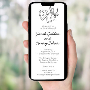 Whimsical Heart Locket Doodle Sketch Digitale webs Kaart