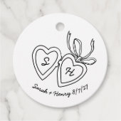 Whimsical Heart Locket Doodle Sketch Modern CUSTOM Bedankjes Labels (Voorkant)