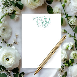 Whimsical Heart Locket Doodle Sketch Modern CUSTOM Bedankkaart