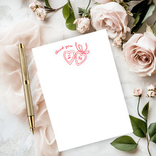 Whimsical Heart Locket Doodle Sketch Modern CUSTOM Bedankkaart