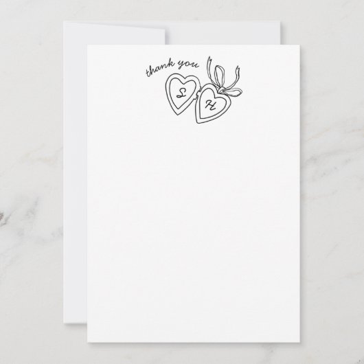 Whimsical Heart Locket Doodle Sketch Modern CUSTOM Bedankkaart (Voorkant)