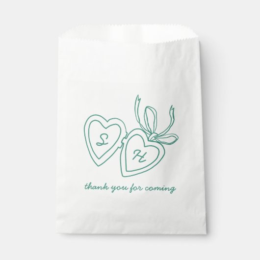 Whimsical Heart Locket Doodle Sketch Modern CUSTOM Bedankzakje (Voorkant)