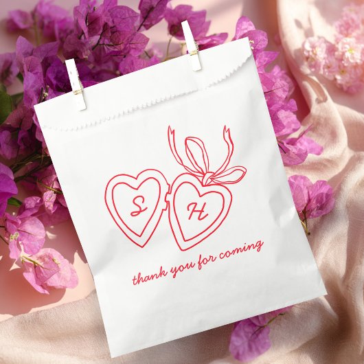 Whimsical Heart Locket Doodle Sketch Modern CUSTOM Bedankzakje