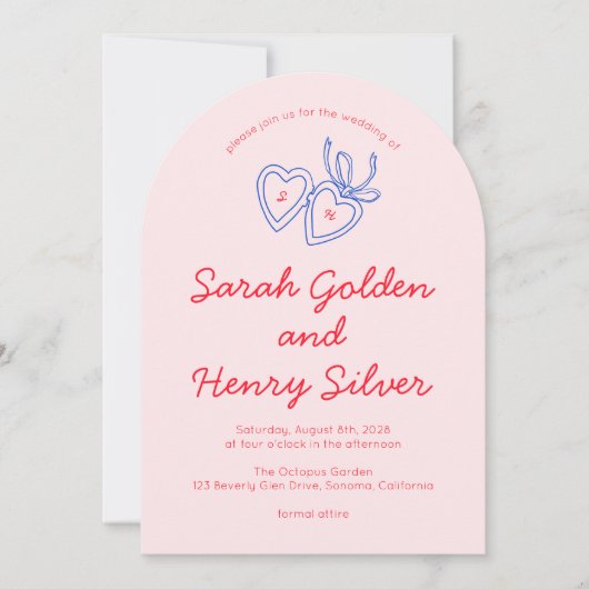 Whimsical Heart Locket Doodle Sketch Modern CUSTOM Kaart (Voorkant)