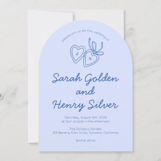 Whimsical Heart Locket Doodle Sketch Modern CUSTOM Kaart (Voorkant)