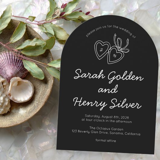 Whimsical Heart Locket Doodle Sketch Modern CUSTOM Kaart