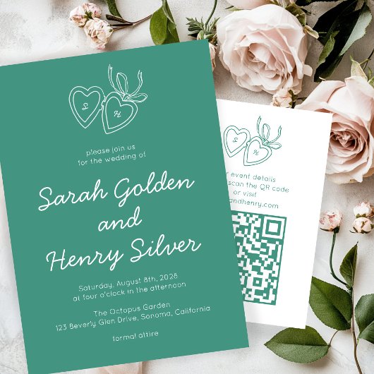 Whimsical Heart Locket Doodle Sketch Modern CUSTOM Kaart