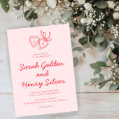 Whimsical Heart Locket Doodle Sketch Modern CUSTOM Kaart