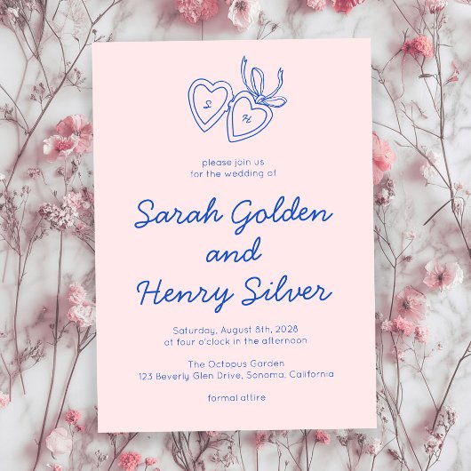 Whimsical Heart Locket Doodle Sketch Modern CUSTOM Kaart