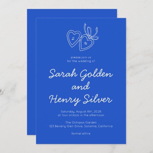 Whimsical Heart Locket Doodle Sketch Modern CUSTOM Kaart (Voorkant / Achterkant)