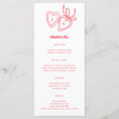 Whimsical Heart Locket Doodle Sketch Modern CUSTOM Menu (Voorkant)