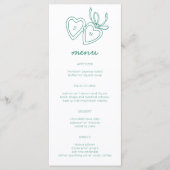 Whimsical Heart Locket Doodle Sketch Modern CUSTOM Menu (Voorkant)