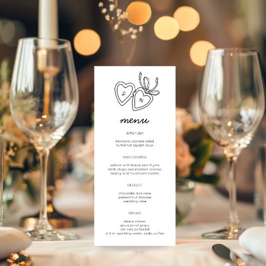 Whimsical Heart Locket Doodle Sketch Modern CUSTOM Menu