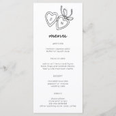 Whimsical Heart Locket Doodle Sketch Modern CUSTOM Menu (Voorkant)