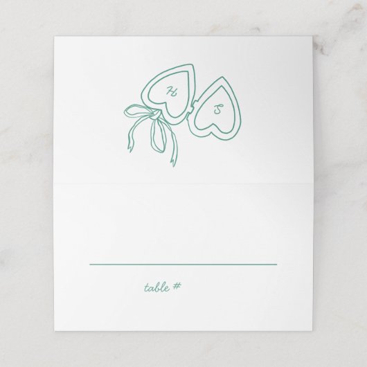 Whimsical Heart Locket Doodle Sketch Modern CUSTOM Plaatskaartje (Buitenkant ongevouwen)