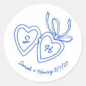 Whimsical Heart Locket Doodle Sketch Modern CUSTOM Ronde Sticker (Voorkant)