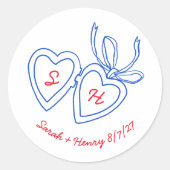 Whimsical Heart Locket Doodle Sketch Modern CUSTOM Ronde Sticker (Voorkant)
