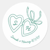 Whimsical Heart Locket Doodle Sketch Modern CUSTOM Ronde Sticker (Voorkant)