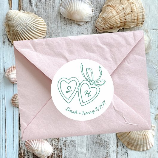 Whimsical Heart Locket Doodle Sketch Modern CUSTOM Ronde Sticker