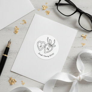 Whimsical Heart Locket Doodle Sketch Modern CUSTOM Ronde Sticker