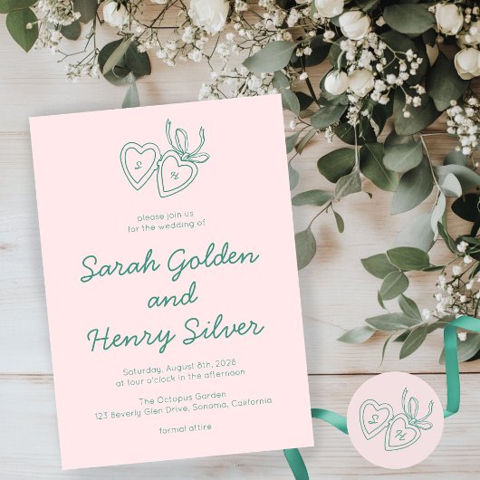 Whimsical Heart Locket Doodle Sketch Modern CUSTOM Ronde Sticker