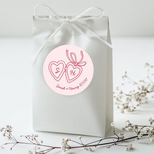 Whimsical Heart Locket Doodle Sketch Modern CUSTOM Ronde Sticker