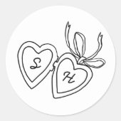 Whimsical Heart Locket Doodle Sketch Modern CUSTOM Ronde Sticker (Voorkant)