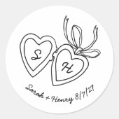 Whimsical Heart Locket Doodle Sketch Modern CUSTOM Ronde Sticker (Voorkant)