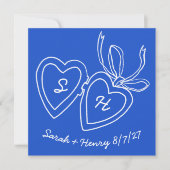 Whimsical Heart Locket Doodle Sketch Modern CUSTOM Save The Date (Voorkant)