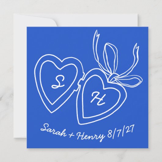 Whimsical Heart Locket Doodle Sketch Modern CUSTOM Save The Date (Voorkant)