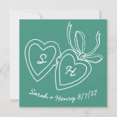 Whimsical Heart Locket Doodle Sketch Modern CUSTOM Save The Date (Voorkant)