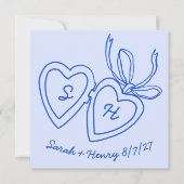 Whimsical Heart Locket Doodle Sketch Modern CUSTOM Save The Date (Voorkant)