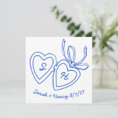 Whimsical Heart Locket Doodle Sketch Modern CUSTOM Save The Date (Staand voorkant)