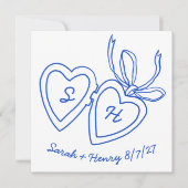 Whimsical Heart Locket Doodle Sketch Modern CUSTOM Save The Date (Voorkant)