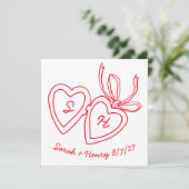 Whimsical Heart Locket Doodle Sketch Modern CUSTOM Save The Date (Staand voorkant)