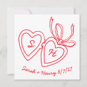 Whimsical Heart Locket Doodle Sketch Modern CUSTOM Save The Date (Voorkant)