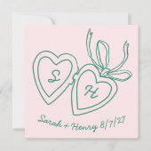 Whimsical Heart Locket Doodle Sketch Modern CUSTOM Save The Date (Voorkant)
