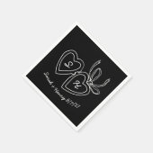 Whimsical Heart Locket Doodle Sketch Modern CUSTOM Servet (Hoek)