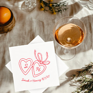 Whimsical Heart Locket Doodle Sketch Modern CUSTOM Servet