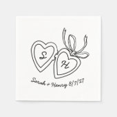 Whimsical Heart Locket Doodle Sketch Modern CUSTOM Servet (Voorkant)