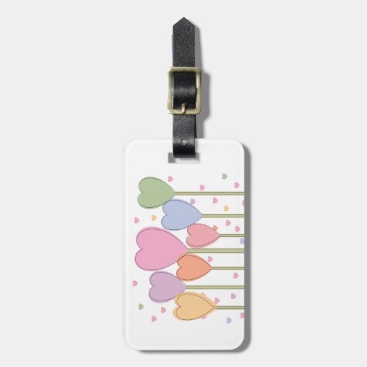Whimsical Heart Lollipops Bagagelabel (Voorkant verticaal)