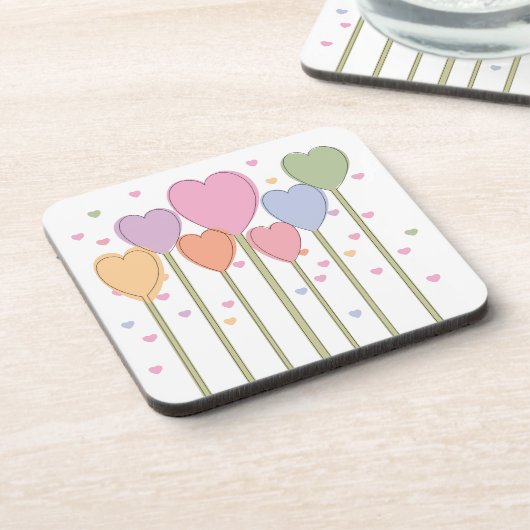 Whimsical Heart Lollipops Bier Onderzetter (Linkerzijde)