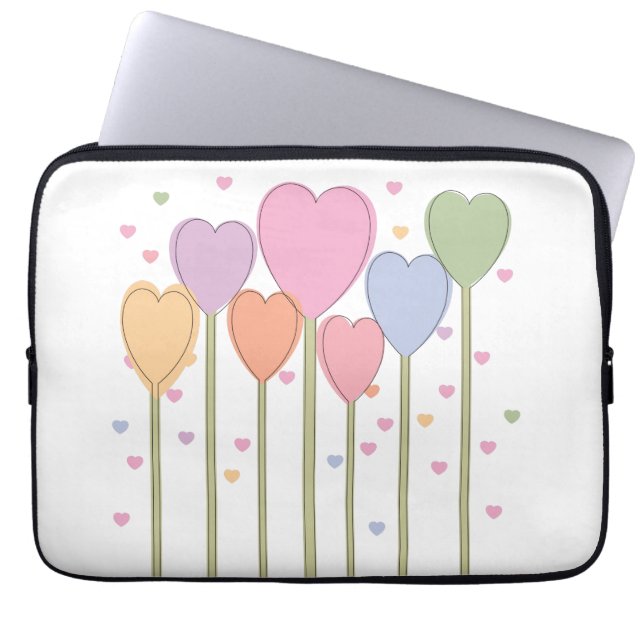 Whimsical Heart Lollipops Laptop Sleeve (Voorkant)